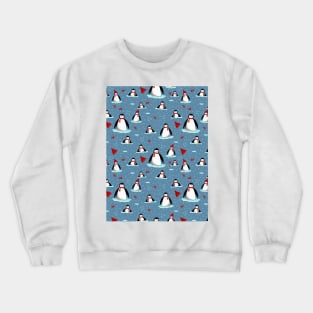 it's cold outside penguins seamless pattern light blue Crewneck Sweatshirt